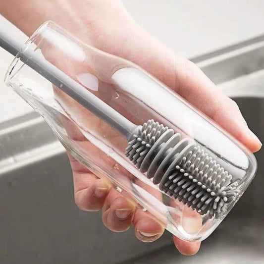 FlexClean™ Silicone Bottle & Glass Cleaning Brush | Long Handle Scrubber