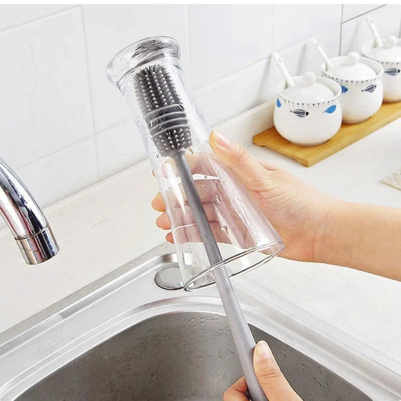 FlexClean™ Silicone Bottle & Glass Cleaning Brush | Long Handle Scrubber