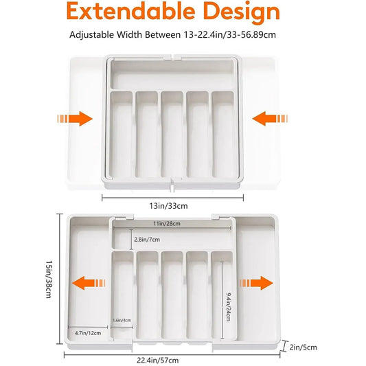 OrganiFlex Expandable Drawer Organizer | Adjustable Cutlery Storage Tray