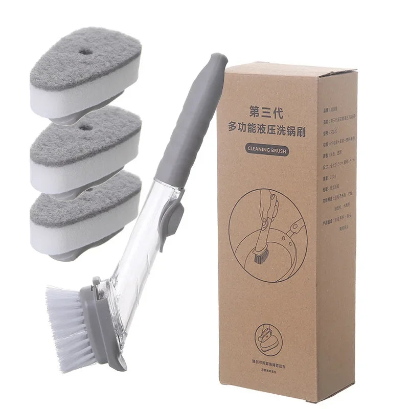 2-in-1 Kitchen Cleaning Brush | Long Handle Soap Dispensing Dish Brush