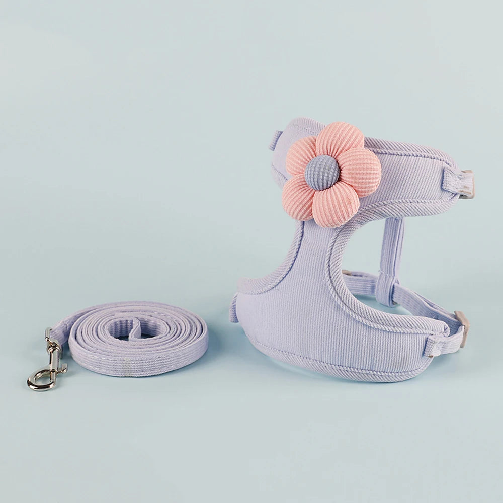Adjustable Cat & Small Dog Harness with Leash  Breathable No-Pull Pet Walking Set