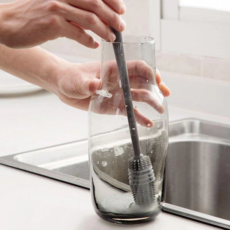 FlexClean™ Silicone Bottle & Glass Cleaning Brush | Long Handle Scrubber