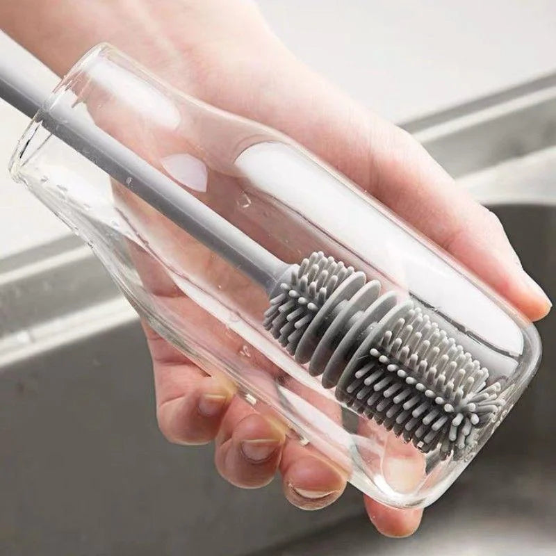 FlexClean™ Silicone Bottle & Glass Cleaning Brush | Long Handle Scrubber