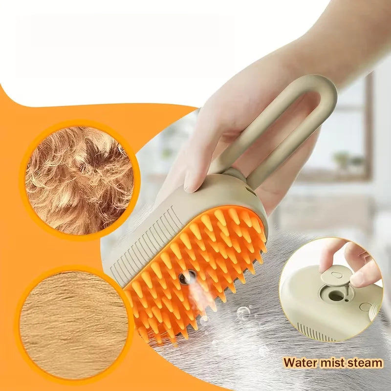 3-in-1 Steam Spray Pet Grooming Brush | Self-Cleaning Massage & Hair Remover for Cats & Dogs