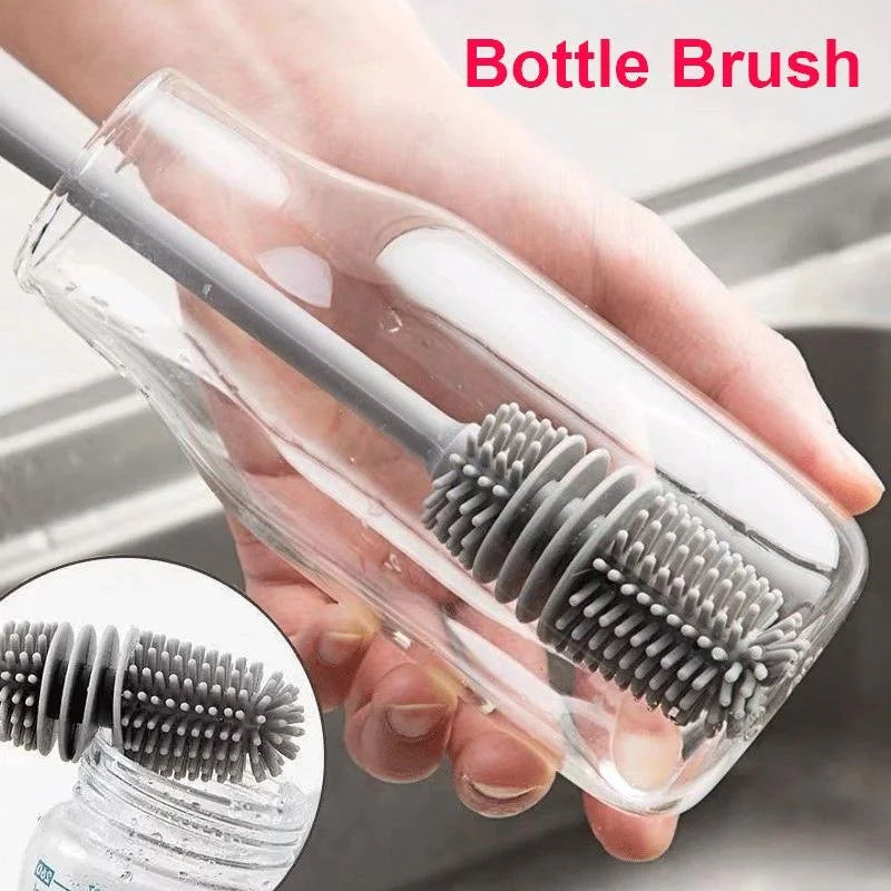 FlexClean™ Silicone Bottle & Glass Cleaning Brush | Long Handle Scrubber
