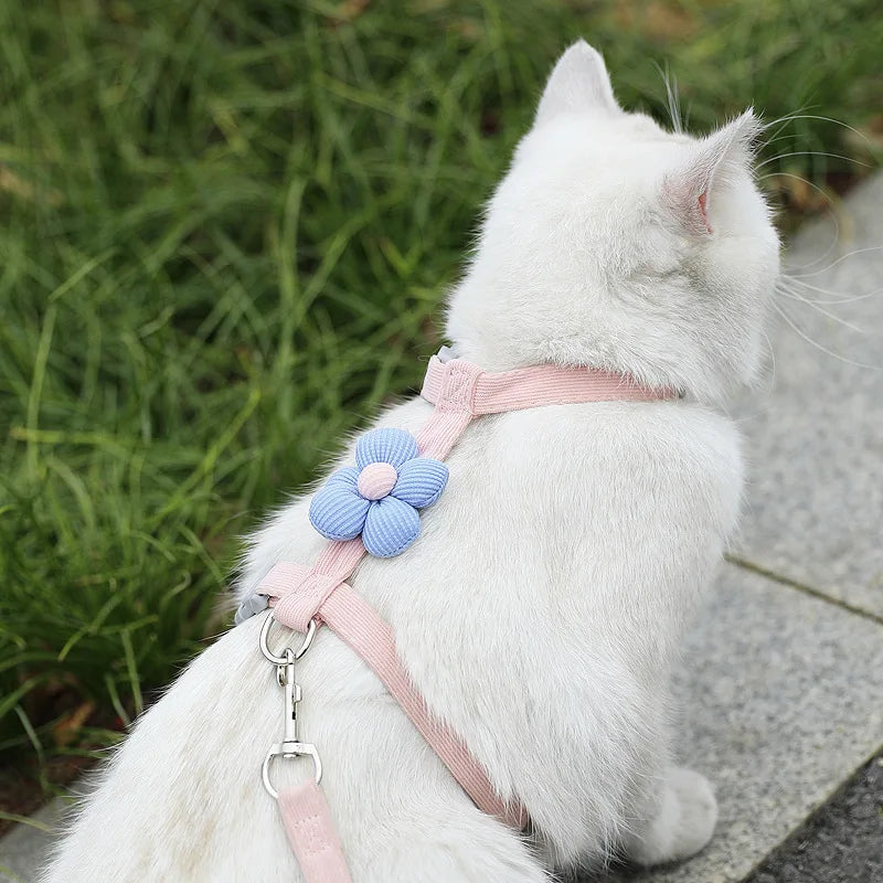 Adjustable Cat & Small Dog Harness with Leash  Breathable No-Pull Pet Walking Set