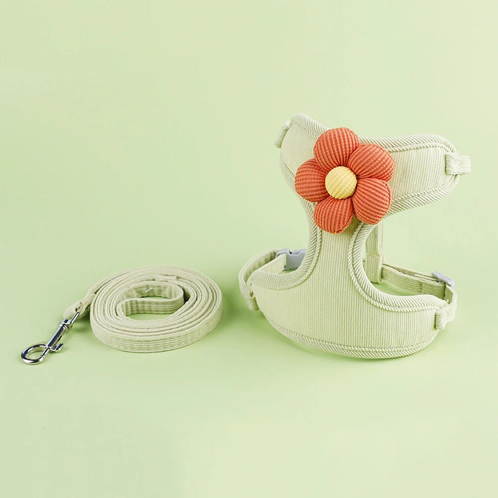 Adjustable Cat & Small Dog Harness with Leash  Breathable No-Pull Pet Walking Set