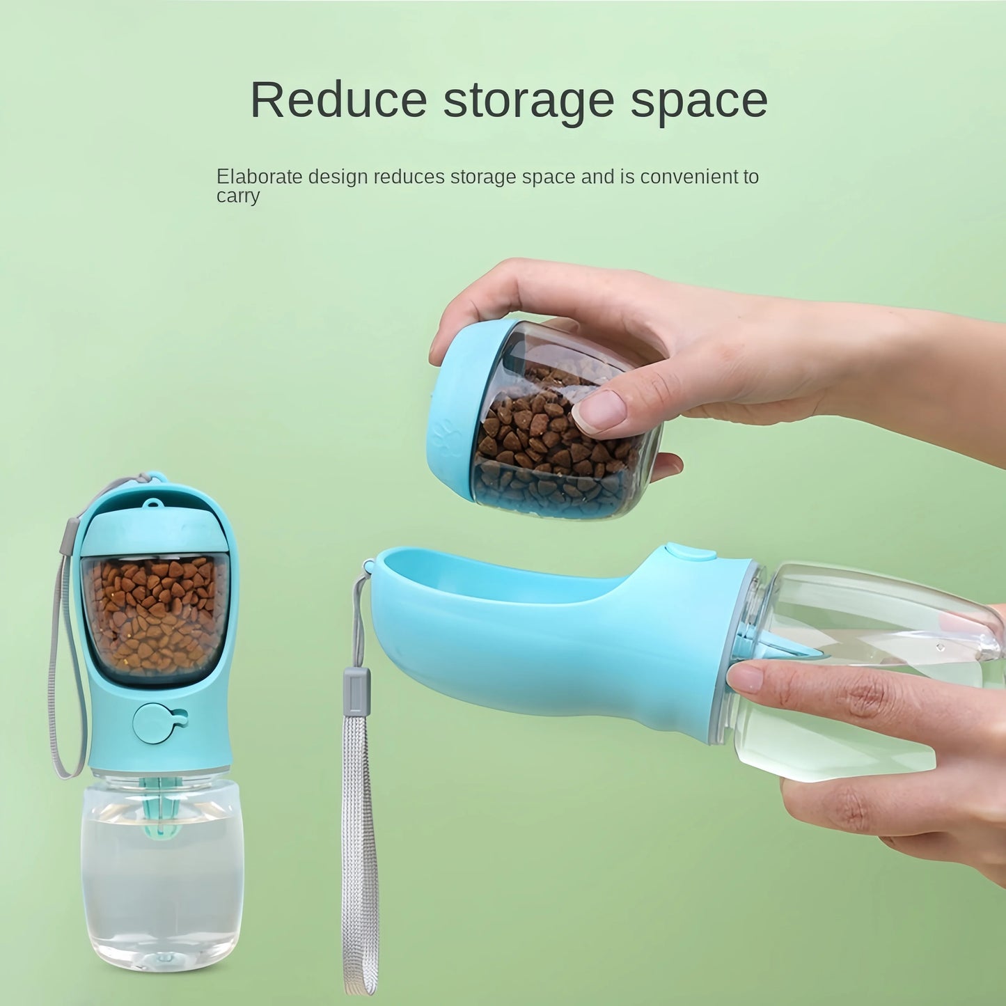 2-in-1 Portable Pet Water Bottle | Food Storage & Travel Feeding Bowl for Dogs & Cats