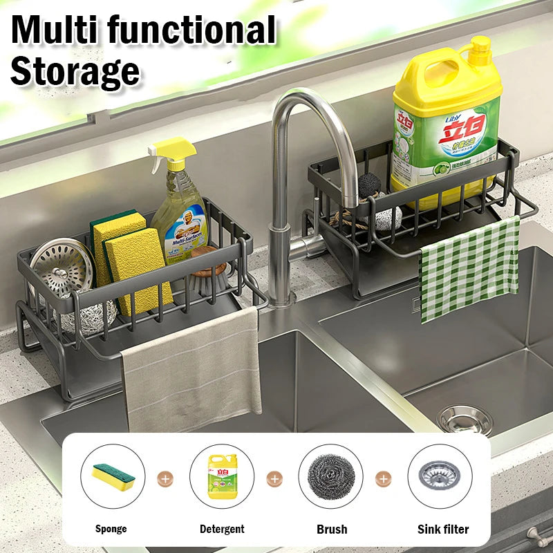 KitchenEase Stainless Steel Sink Organizer Rack  Keep Your Sink Clutter-Free