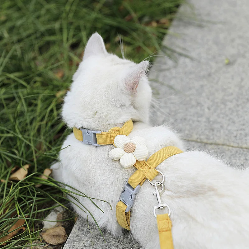 Adjustable Cat & Small Dog Harness with Leash  Breathable No-Pull Pet Walking Set