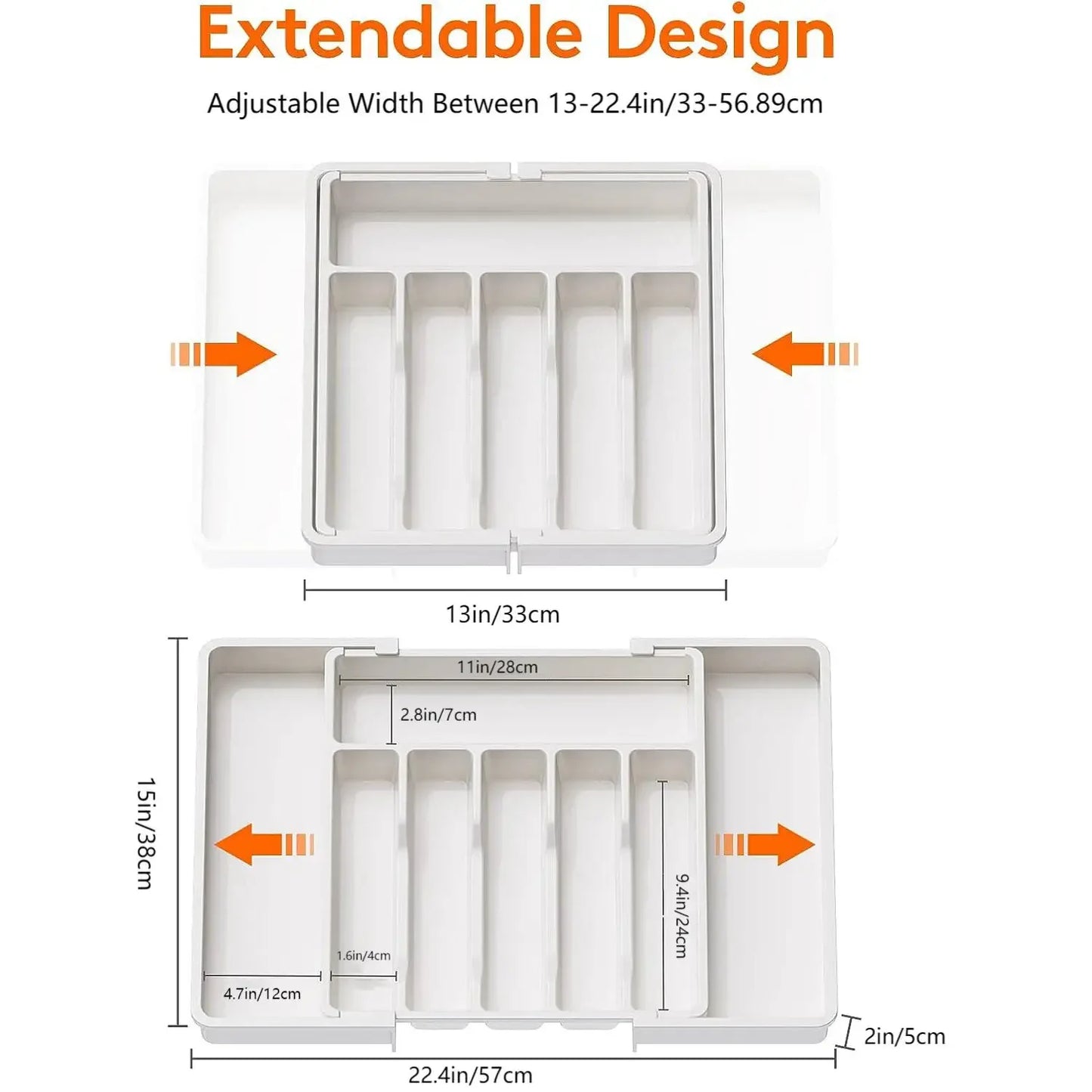 OrganiFlex Expandable Drawer Organizer | Adjustable Cutlery Storage Tray