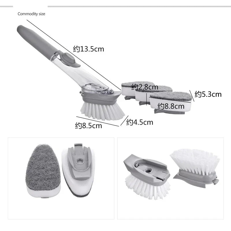 2-in-1 Kitchen Cleaning Brush | Long Handle Soap Dispensing Dish Brush