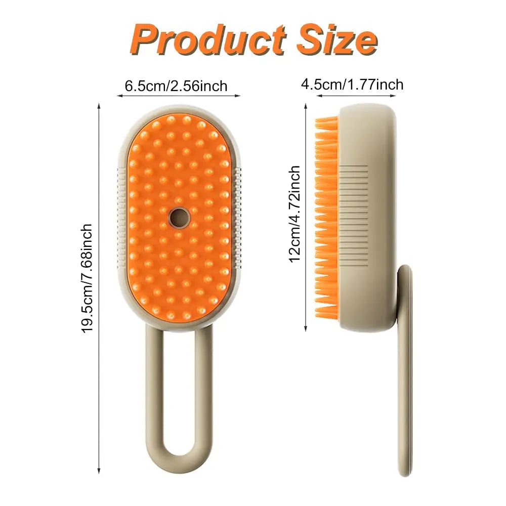 3-in-1 Steam Spray Pet Grooming Brush | Self-Cleaning Massage & Hair Remover for Cats & Dogs