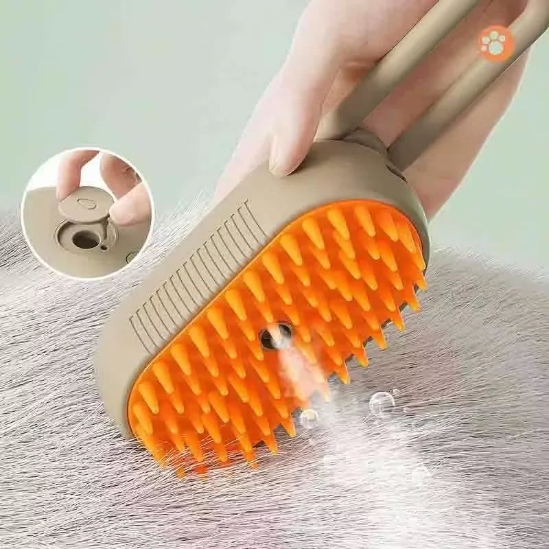 3-in-1 Steam Spray Pet Grooming Brush | Self-Cleaning Massage & Hair Remover for Cats & Dogs