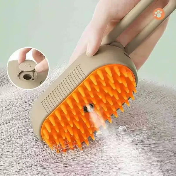 3-in-1 Steam Spray Pet Grooming Brush | Self-Cleaning Massage & Hair Remover for Cats & Dogs