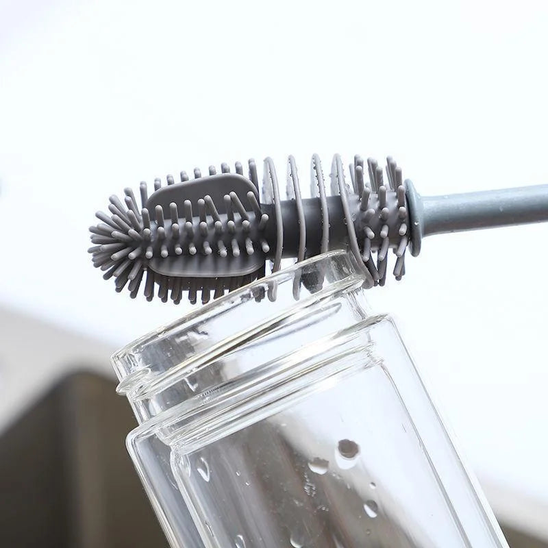 FlexClean™ Silicone Bottle & Glass Cleaning Brush | Long Handle Scrubber
