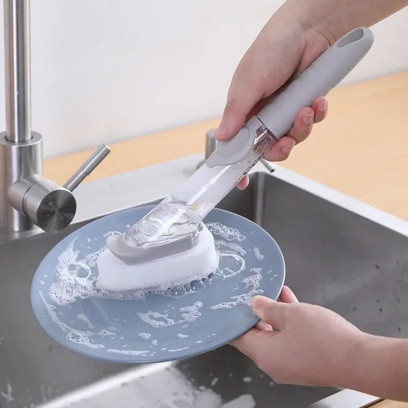 2-in-1 Kitchen Cleaning Brush | Long Handle Soap Dispensing Dish Brush