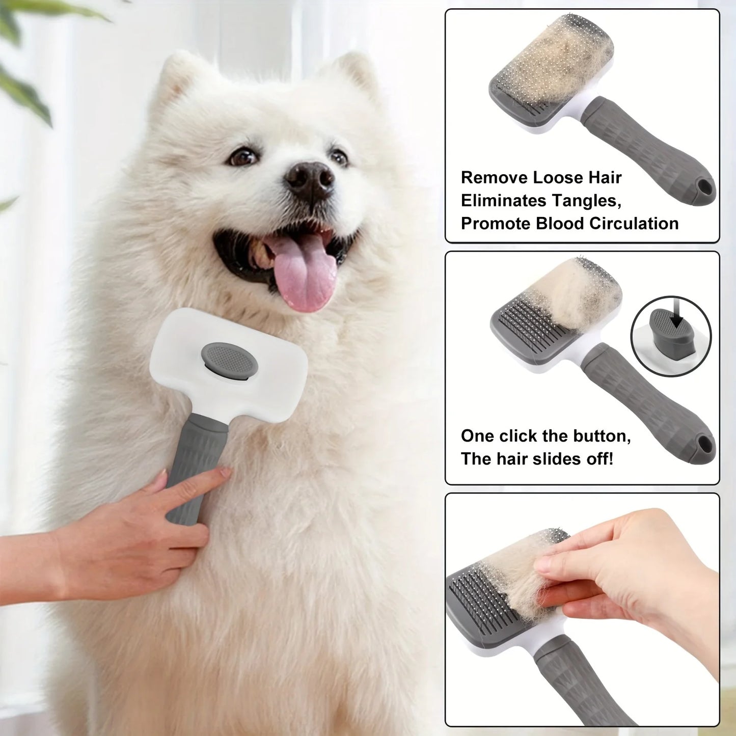 Self-Cleaning Pet Grooming Brush | One-Click Hair Remover for Cats & Dogs