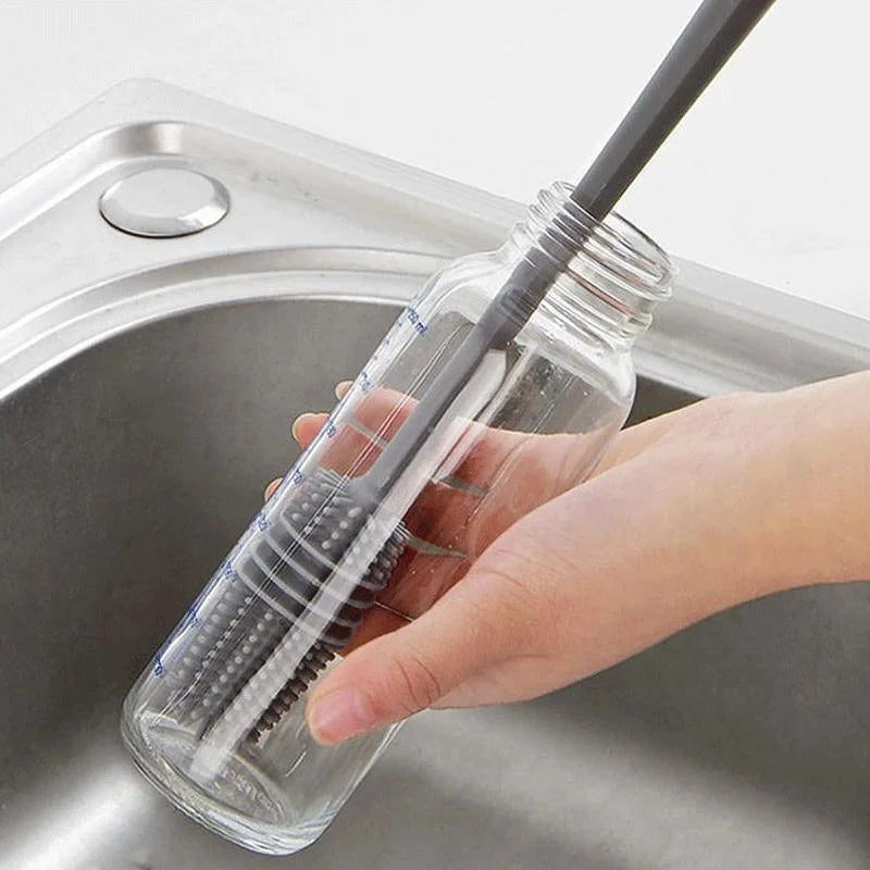 FlexClean™ Silicone Bottle & Glass Cleaning Brush | Long Handle Scrubber