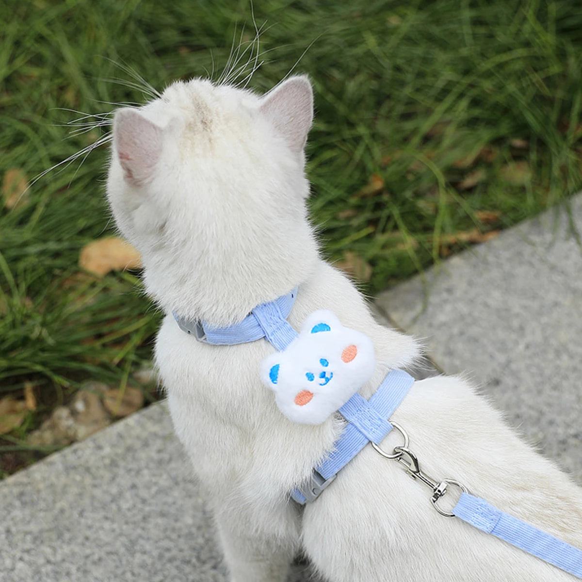 Adjustable Cat & Small Dog Harness with Leash  Breathable No-Pull Pet Walking Set