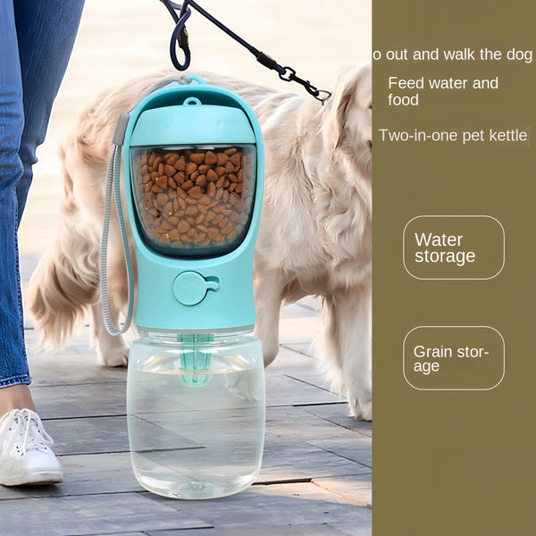 2-in-1 Portable Pet Water Bottle | Food Storage & Travel Feeding Bowl for Dogs & Cats
