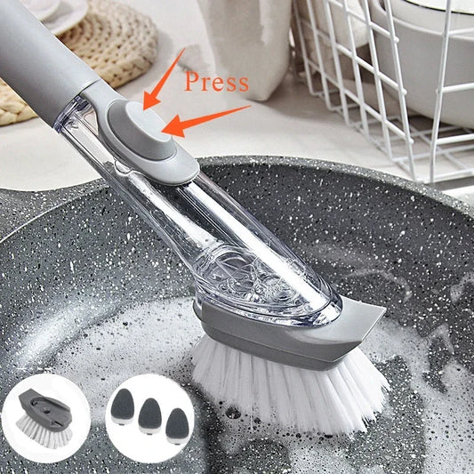 2-in-1 Kitchen Cleaning Brush | Long Handle Soap Dispensing Dish Brush