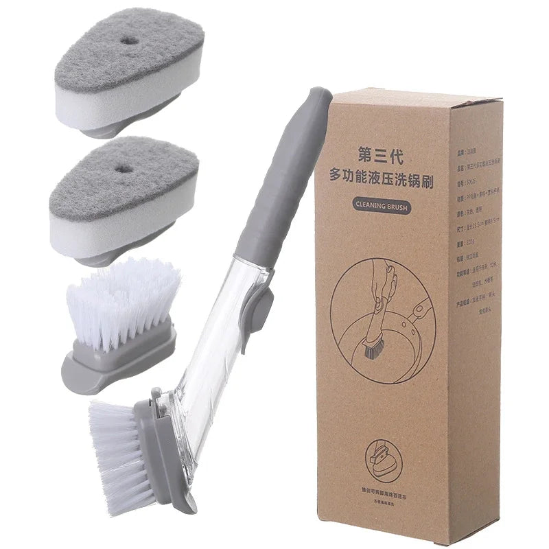 2-in-1 Kitchen Cleaning Brush | Long Handle Soap Dispensing Dish Brush